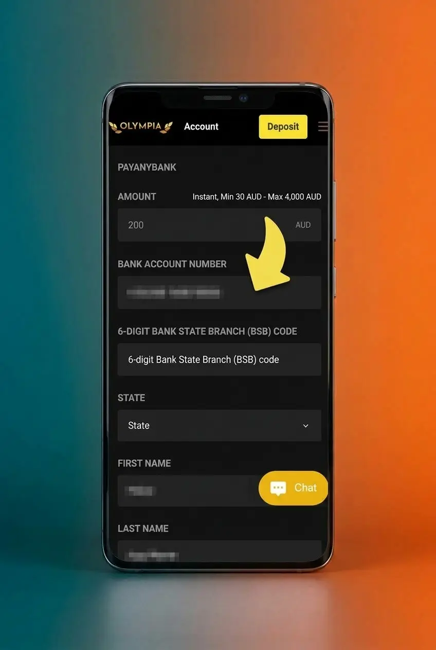 Step-by-step guide showing how to withdraw money from Olympia Casino through the account cashier withdrawal tab
