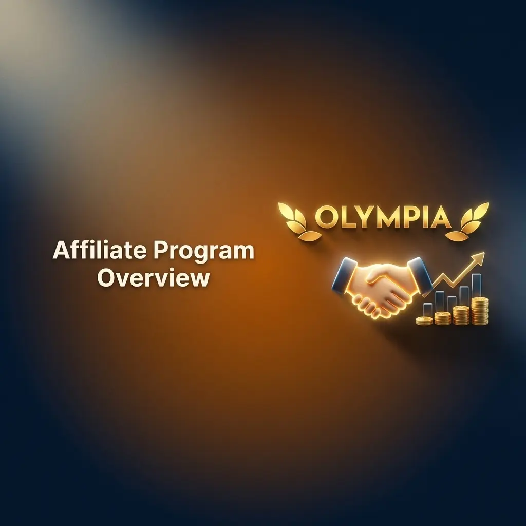 Diagram of Olympia's affiliate program showing tracked links, commission structure, and partner dashboard for Australian traffic.