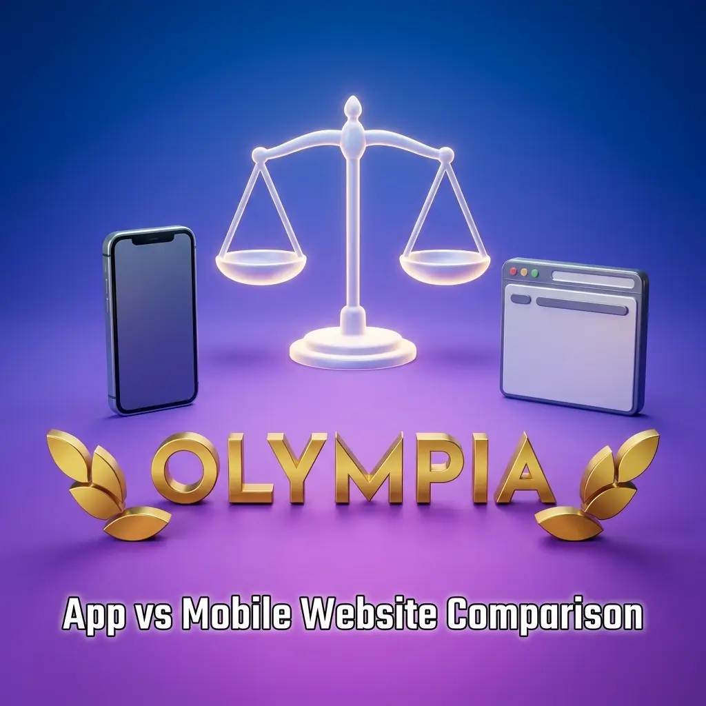 Comparison table showing app vs mobile website differences in installation, updates, notifications, offline access, and features.