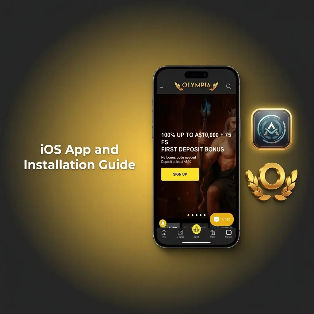 Step-by-step guide to installing Olympia's iOS app via Safari home screen shortcut, no download or settings change needed.