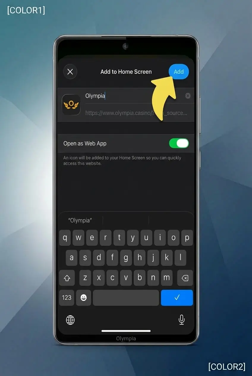 Screenshot showing the iOS profile installation and trust settings steps for the Olympia app setup guide