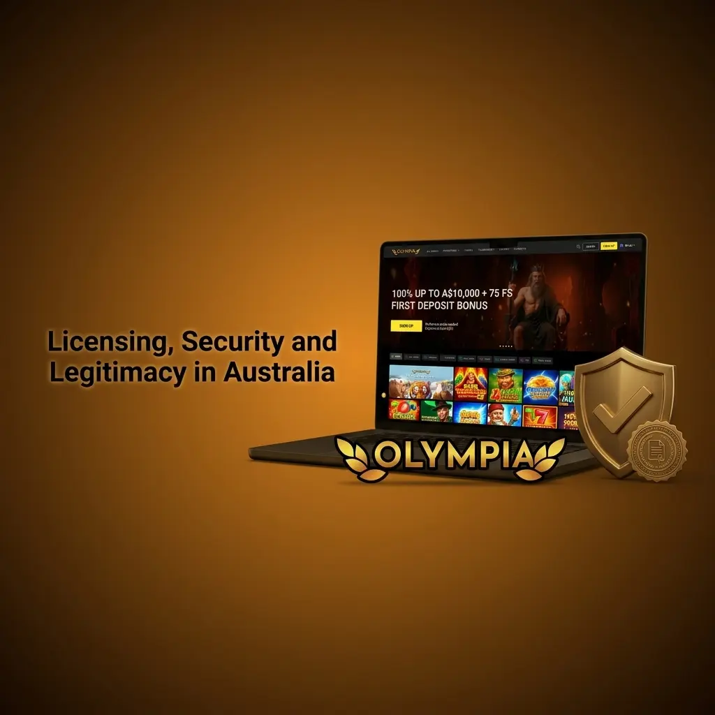 Olympia's footer lists its gaming licence; verify licence details and identity checks before depositing as an Australian player.