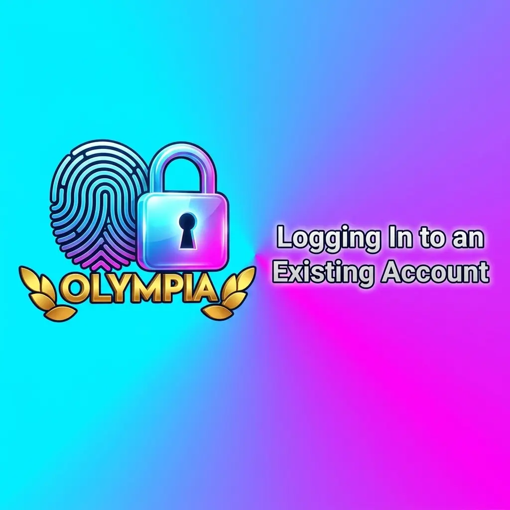 Login screen for Olympia showing email/phone and password fields for returning players to sign in.