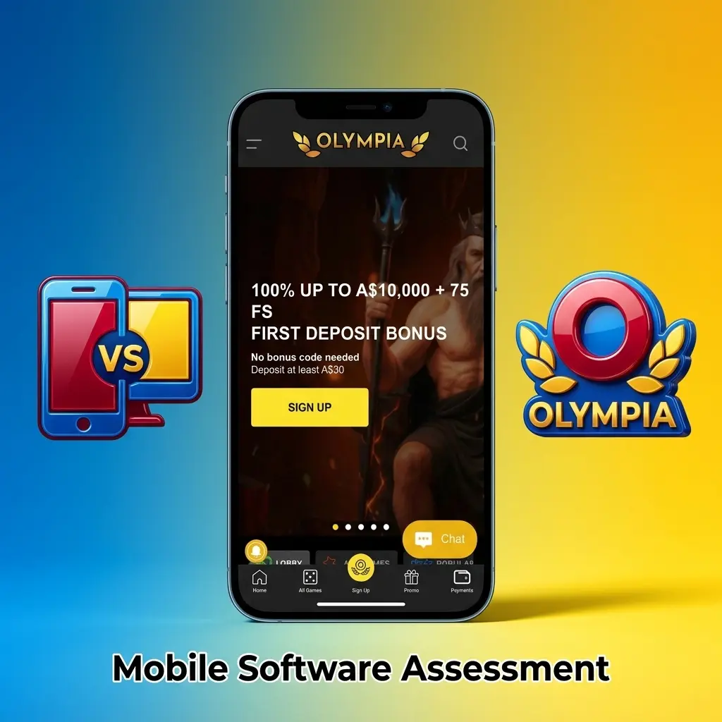 Olympia mobile software assessment: Android APK install and iOS home screen shortcut for sportsbook and casino access.
