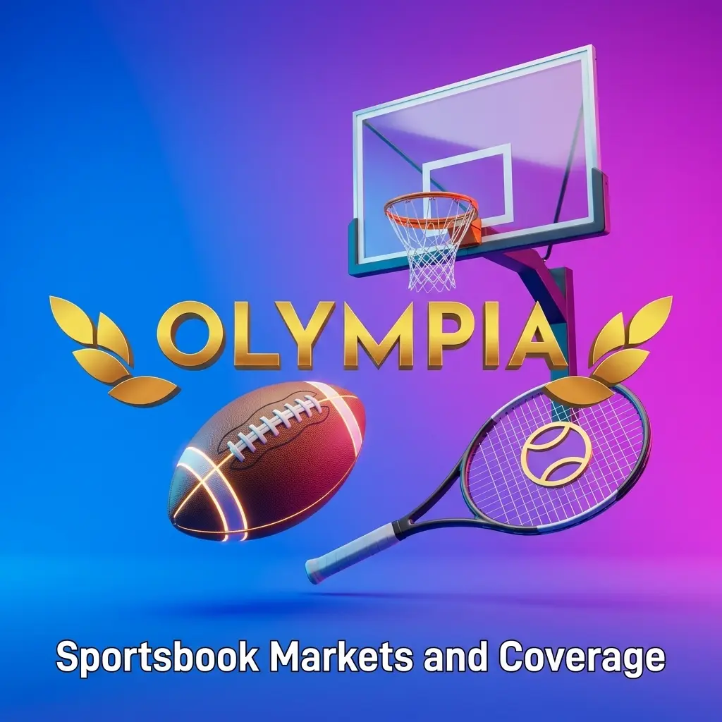 Olympia sportsbook interface displaying AFL, NRL, cricket, tennis, football, basketball, racing and rugby markets and odds