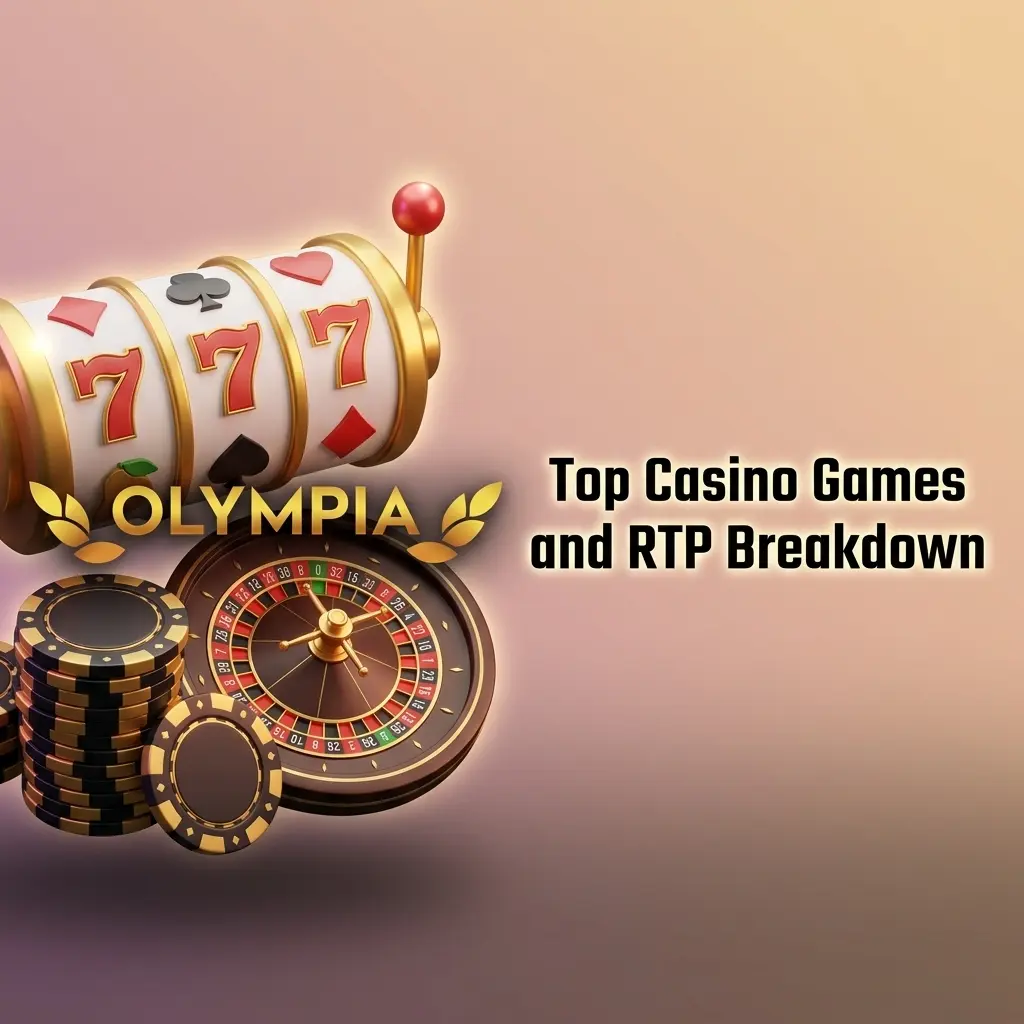 Top casino games on Olympia with RTP breakdown, featuring slots from Pragmatic Play, Play'n GO, and NetEnt