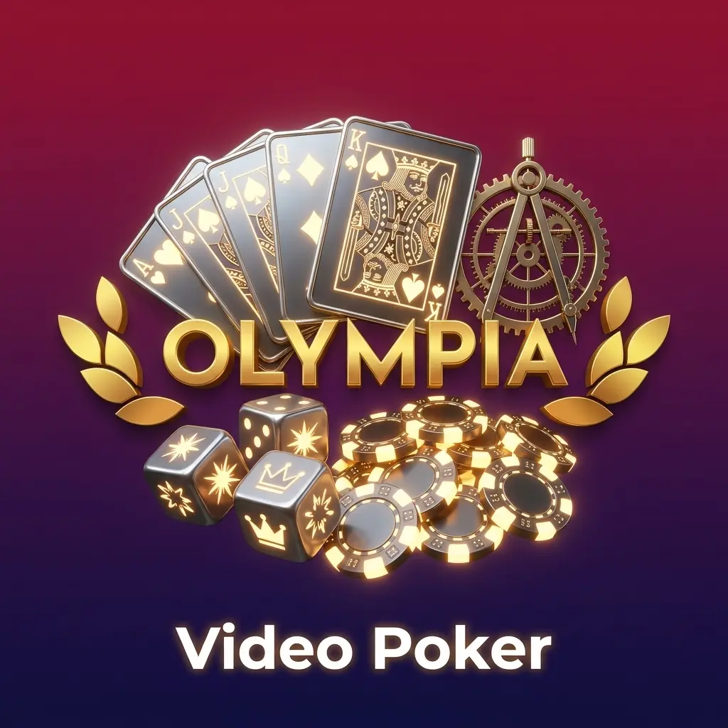 Video poker screen on Olympia showing Jacks or Better hand with pay table and hold buttons displayed