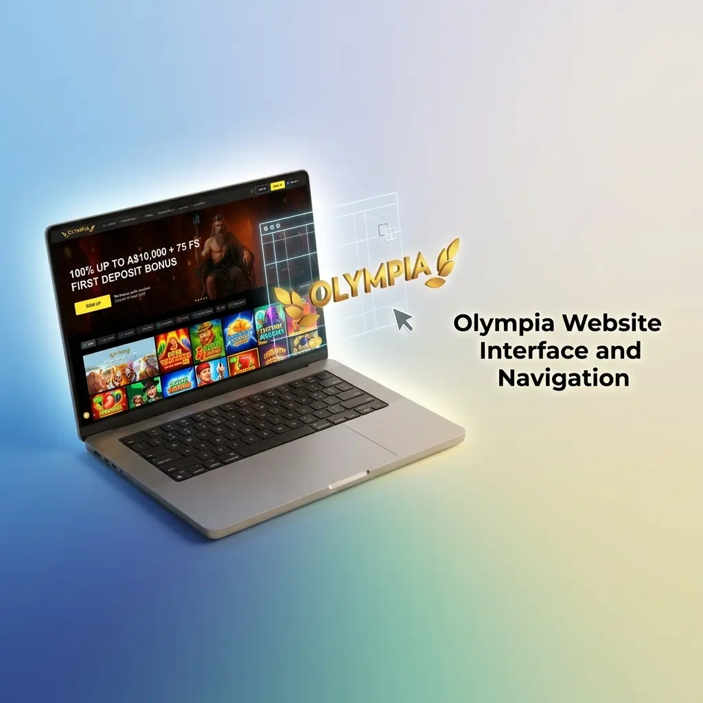 Olympia betting site interface showing sportsbook and casino navigation tabs with search and filtering options.