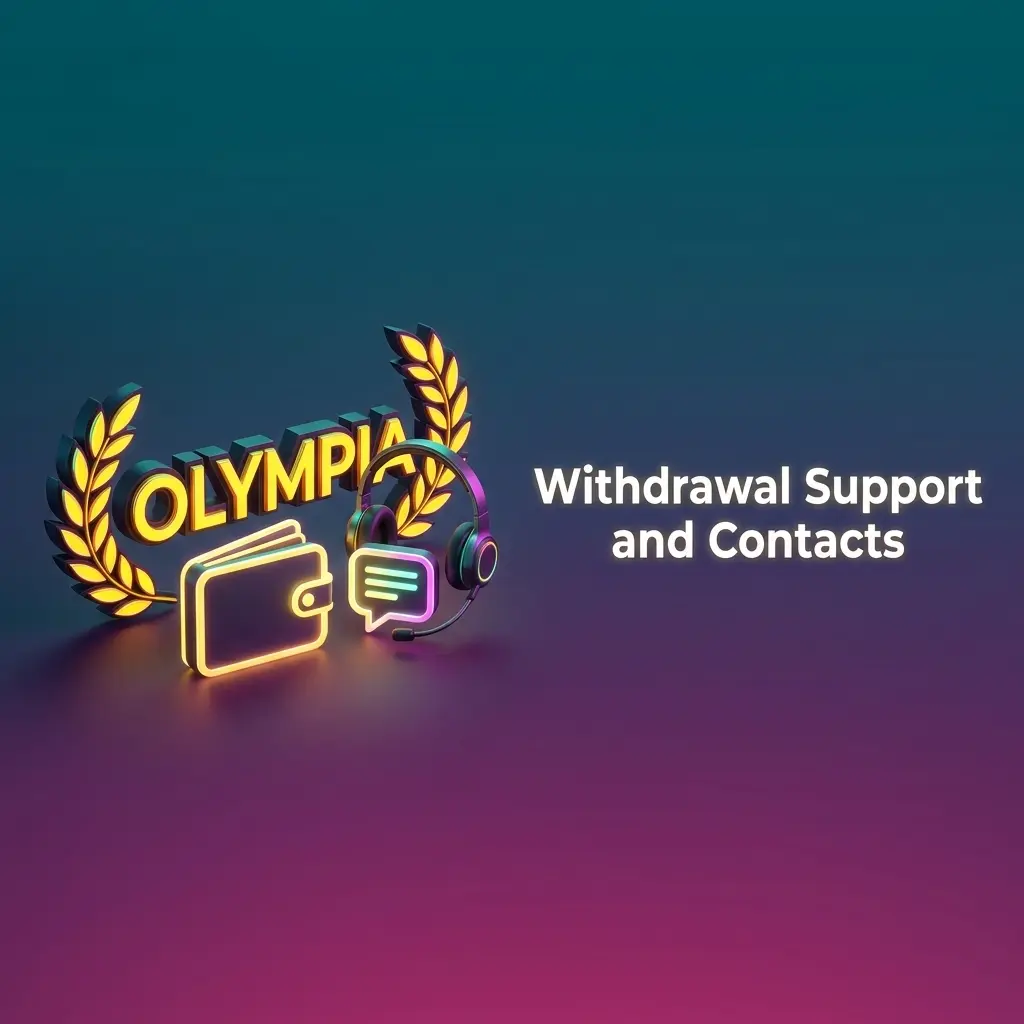 Olympia account dashboard Help section showing live chat, email, and FAQ support options for withdrawal questions