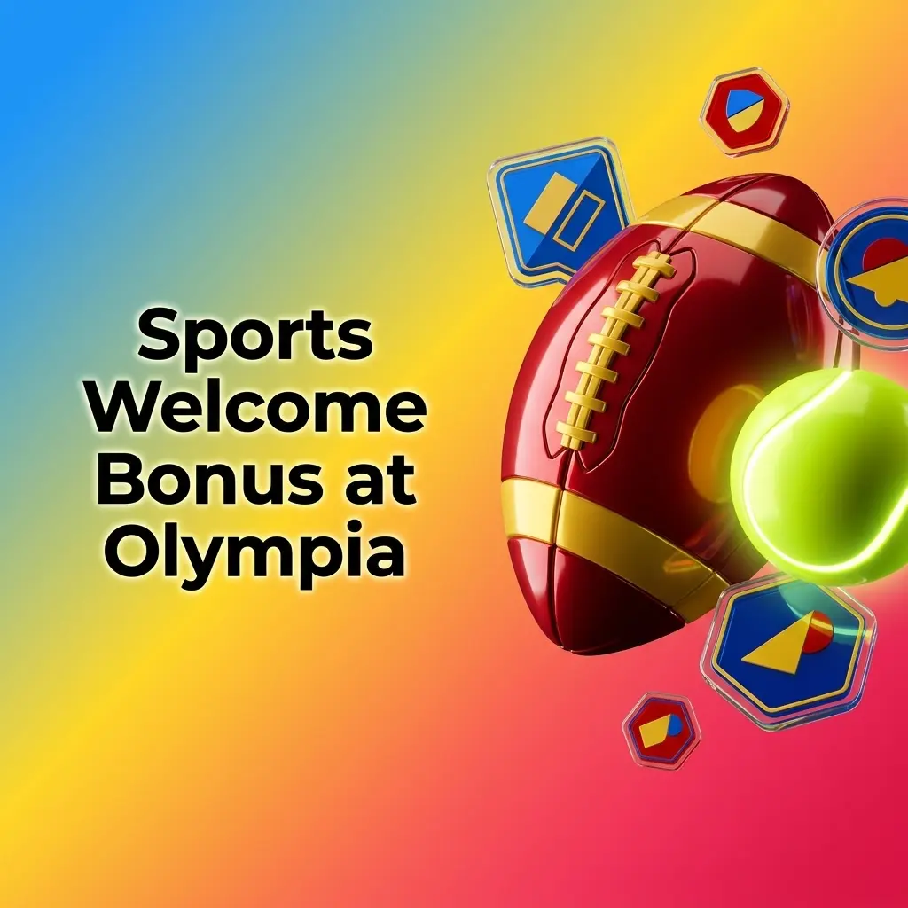 Olympia sports welcome bonus promo image showing deposit match offers for casino, live casino and sportsbook betting in AUD.