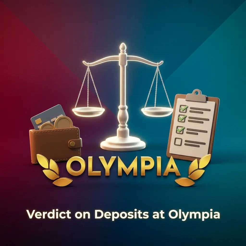 Olympia casino cashier screen showing deposit methods including cards, vouchers, e-wallet and crypto for Australian players.