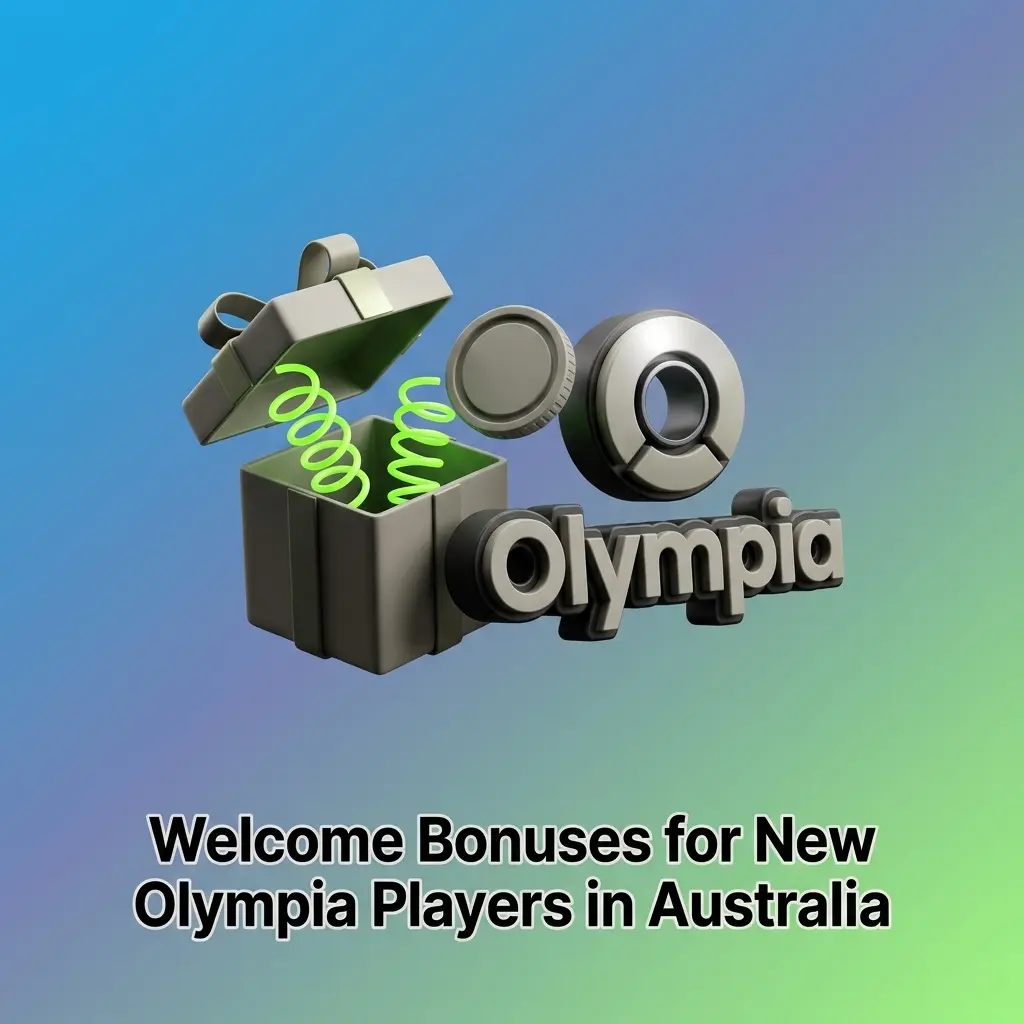 Olympia Casino welcome bonus table for new Australian players showing casino and live casino match offers with wagering terms