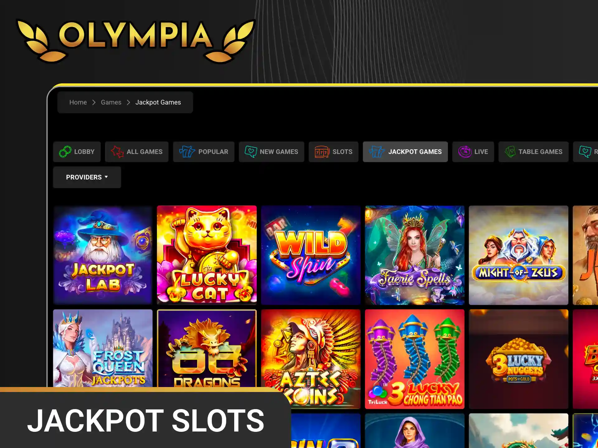 Play top jackpot slots for a chance at massive payouts on Olympia Casino.