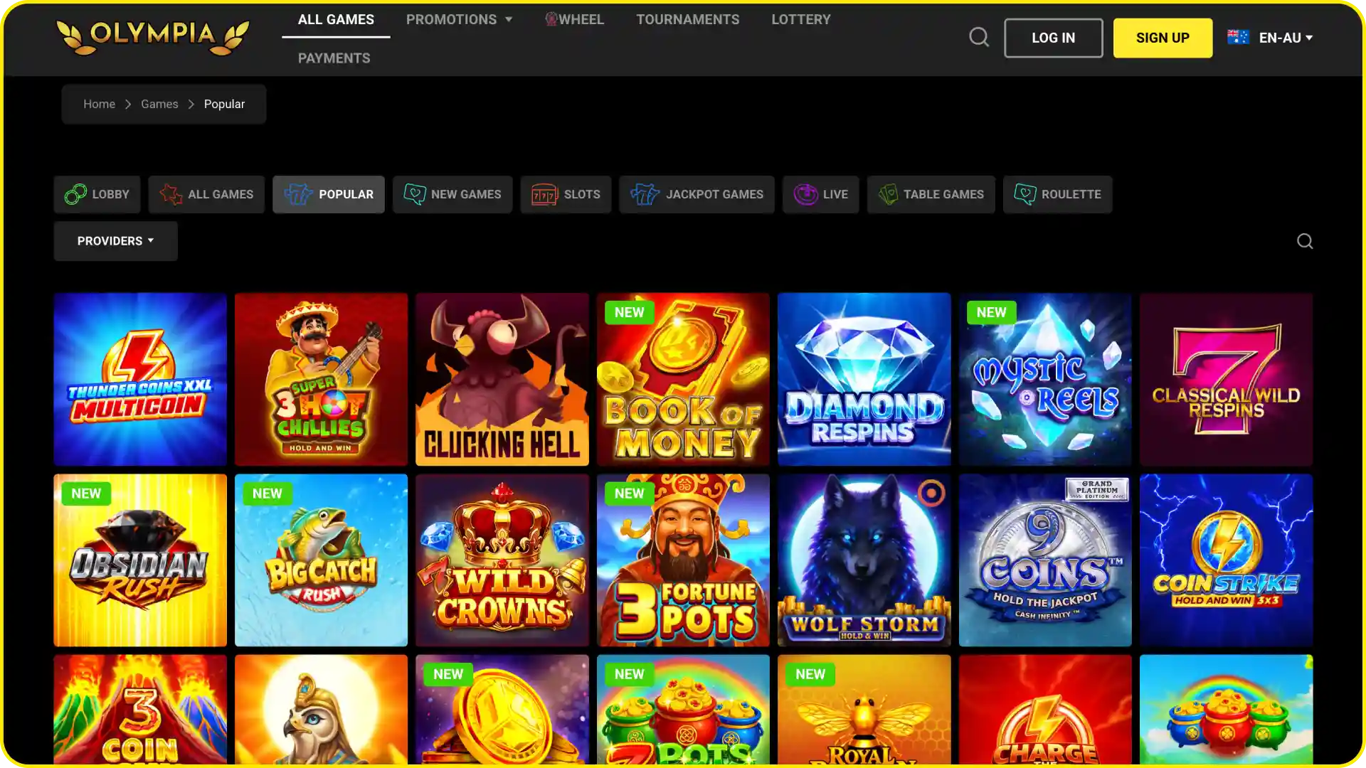 Launch real dealer tables directly from the live casino screen at Olympia Casino.